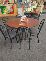 Round Top Table w/ Six Chairs, Napkin Holder