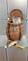 Wicker woven decorative fishing creel with