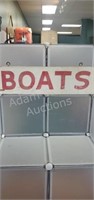 Wooden "BOATS" hanging sign, 24 in Long