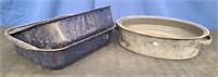 2 Granite Ware Roasting Pans - Oval & Rectangle