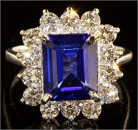 14kt White Gold 6.27ct Sapphire & Diamond Ring