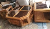 3 Pc Smoked Glass Top Coffee & End Table Set