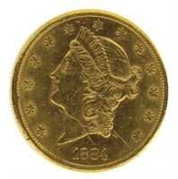 1884-S Liberty Head $20.00 Gold Double Eagle
