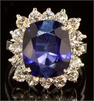 14kt White Gold 10.96 ct Sapphire & Diamond Ring