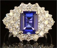 14kt White Gold 7.13 ct Sapphire & Diamond Ring