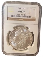 1891 Philadelphia MS63+ Morgan Silver Dollar