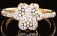 Beautiful Rose Toned White Topaz Clover Ring