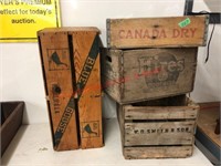 4 vintage wood boxes