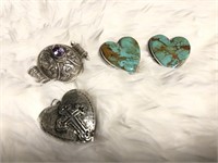 Sterling Silver Turquoise Earrings, Pendant & more