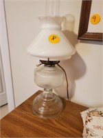 MILK GLASS TOP ELECTRIC OIL LAMP