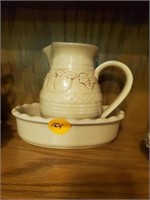 POTTERY PITCHER AND BOWL