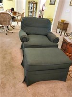 GREEN OVERSIZED CHAIR AND OTTOMAN