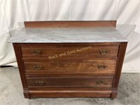 Vintage Marble Top Wood Dresser