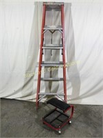 6 foot fiberglass ladder & shop stool w/wheels
