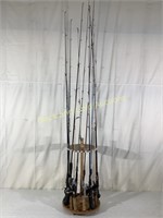 13 Fishing Poles and Holder
