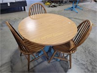 Round Wood Table & 3 Chairs