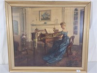 Framed Print of Victorian Lady Playing Piano