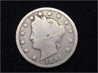 1891 V-Nickel Coin