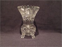 FOOTED CUT GLASS VASE 7 1/2" TALL
