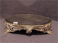 ROUND 12" SILVER PLATE MIRRORED VANITY TRAY