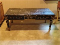 MARBLE TOP COFFE TABLE - 45" X 21" X 18"