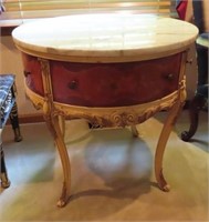 FRENCH STYLE MARBLE TOP DRUM TABLE