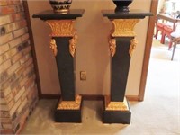 SET OF MARBLE TOP PLANT STANDS - 14" X 14" X 41"