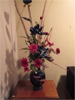GLASS VASE WITH FLOWERS - 14"