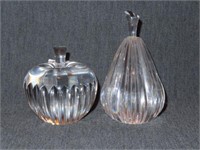 2PCS - WATERFORD CLEAR FRUIT PAPER WEIGHTS