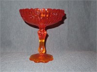 AMBER COLOR GLASS COMPOTE - 8"