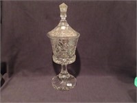 CUT GLASS CANDY DISH WITH LID - 16"