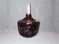 PURPLE CUT TO CLEAR COMPOTE WITH LID - 11"