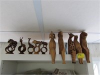11 PIECES CARVED WOOD