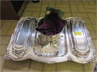 3 PIECES: SILVER PLATE, 2 TRAYS