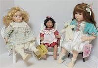 Set of 3 Porcelain Dolls