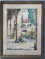 Mission Church, Original Watercolor By Paul Conner