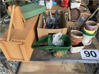 hand garden tools, pots and misc
