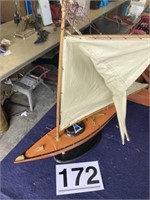 Blue Bell wooden sail boat  L-25"