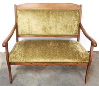 Vintage green velvet upholstered settee