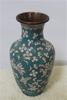 Brass Cloisonne Vase - 8 1/2" tall