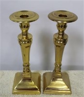 Pair of Brass Candle Holders - 10" tall (2pc)