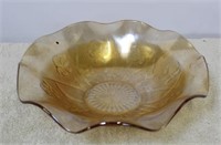 Iris & Herringbone Carnival Glass Bowl