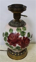 Vintage Hand Painted Glass Lamp Base