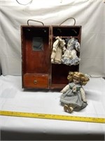 Vintage Doll With Closet And Clothing