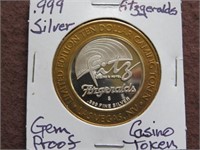 .999 SILVER FITZGERALDS CASINO TOKEN GEM PROOF