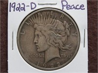 1922 D PEACE SILVER DOLLAR 90%