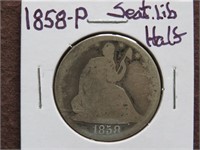 1858 P SEATED LIBERTY HALF DOLLAR 90%