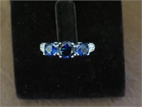 BLUE SAPPHIRE STAMPED 925 RING SIZE 6