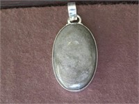 SILVER SHEEN OBSIDIAN STAMPED 925 PENDANT