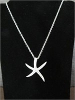 18" STAR W/WHITE SAPPHIRE STAMPED 925 NECKLACE